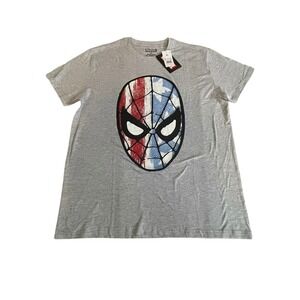 Marvel Spider Man Graphic T Shirt XL Gray Short Sleeve Crew Neck Cotton Blend